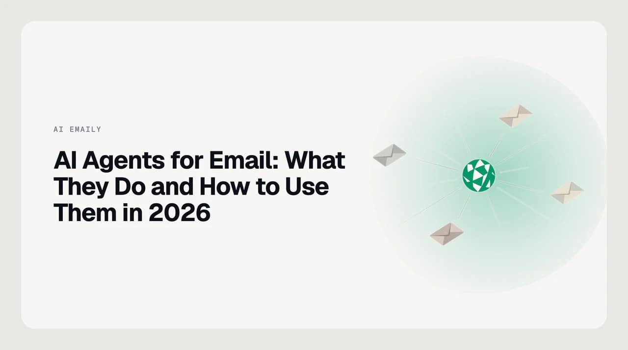 AI Emaily illustration of an AI agent autonomously triaging and drafting emails across a unified inbox, representing AI agents for email management in 2026