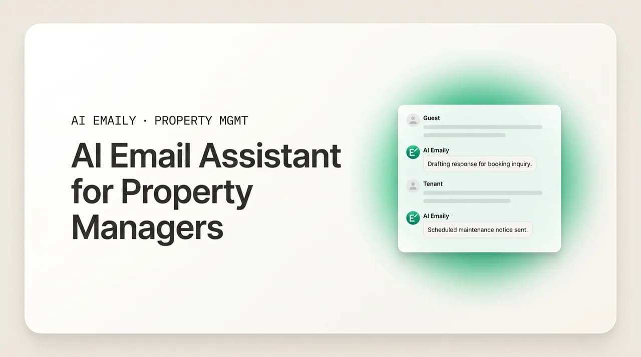 AI Emaily blog cover for an AI email assistant for property managers and Airbnb hosts, showing AI replying to messages