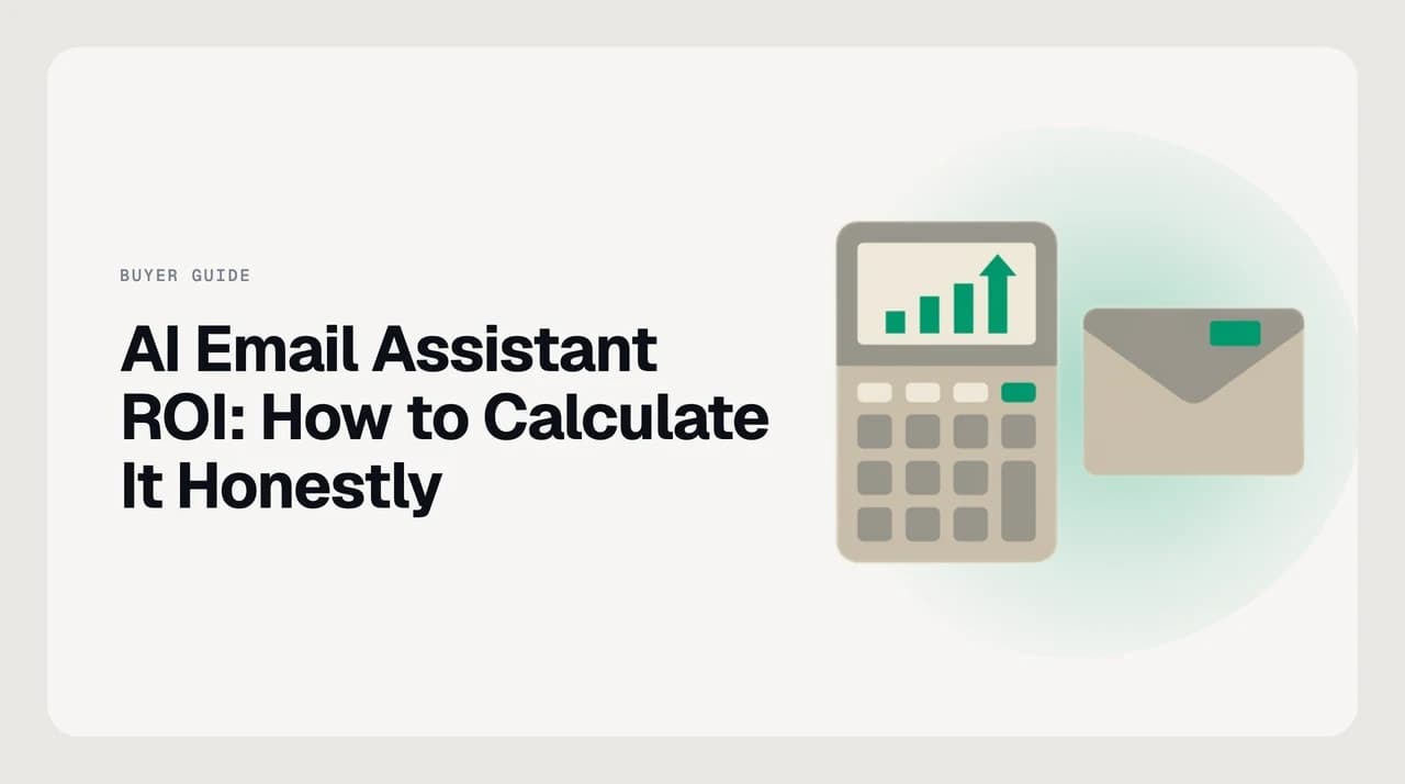 AI email assistant ROI worksheet showing loaded hourly cost, measured email hours, recovery rate and payback period