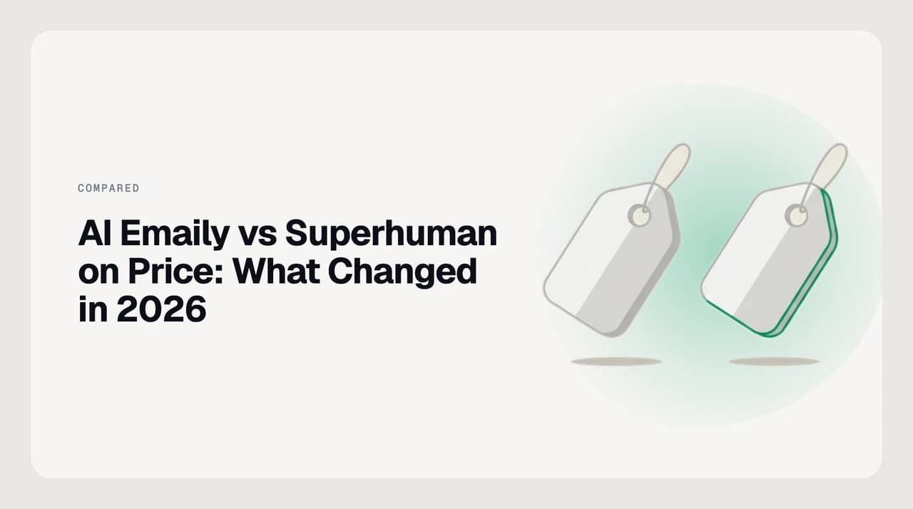 Side-by-side pricing tiers comparing AI Emaily and Superhuman, showing where each vendor's AI email features sit in its plan structure