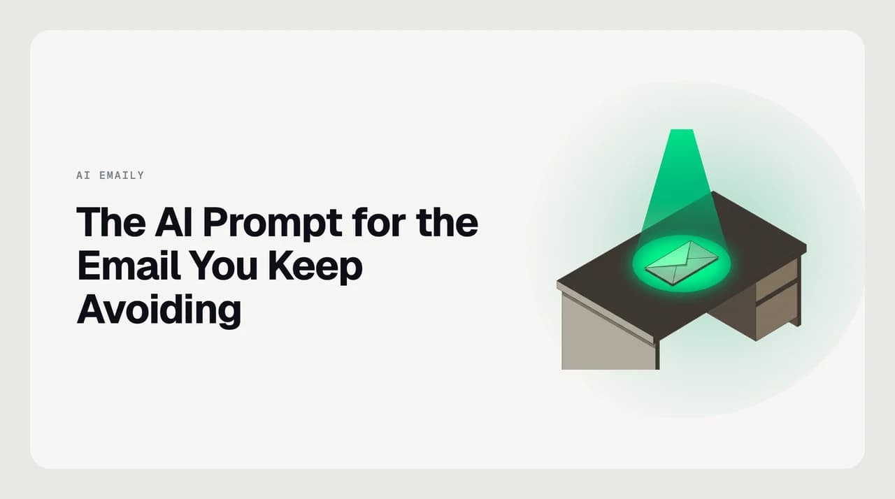 AI prompt interface helping someone write a difficult email they have been avoiding, showing three draft versions at different levels of directness