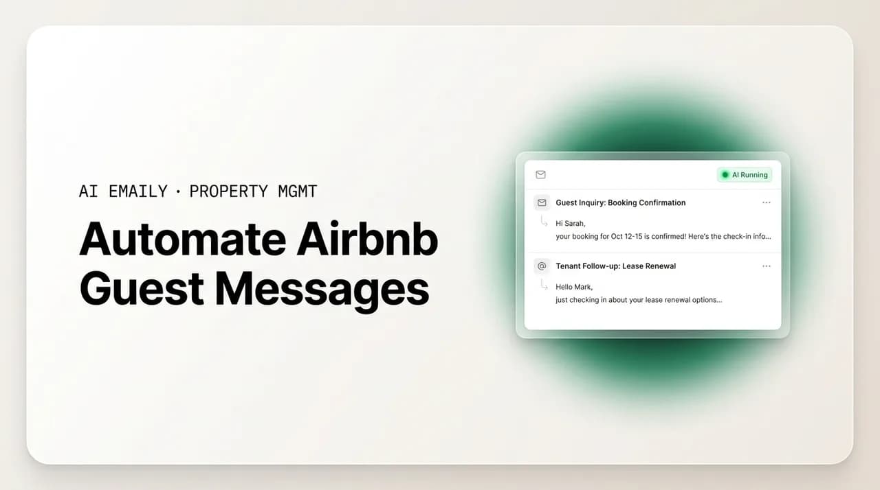AI Emaily blog cover for automating Airbnb guest messages, showing automated guest and tenant messaging