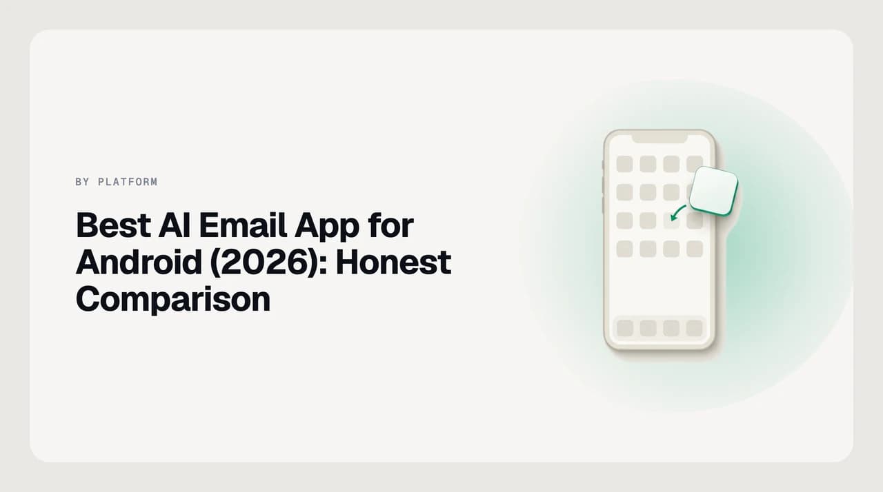Best AI email apps for Android in 2026 — a ranked comparison of Gmail, Spark, Outlook, Thunderbird, FairEmail and AI Emaily PWA shown on an Android home screen
