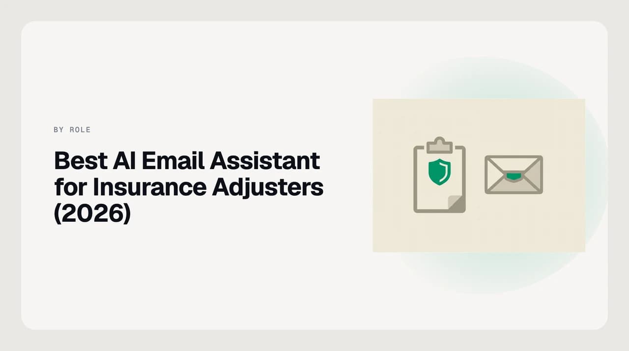 AI Emaily blog cover for best AI email assistant for insurance adjusters, showing per-claim inbox threading across many open files