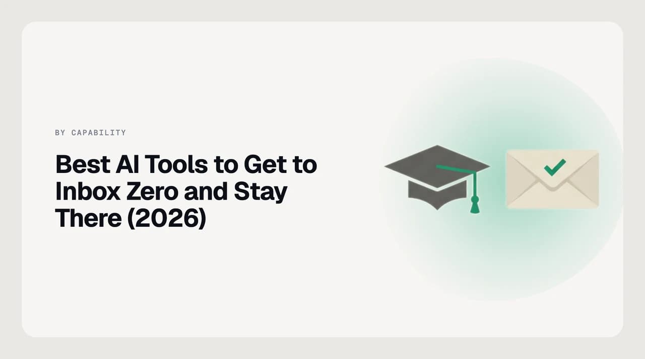 Cover for the best AI tools to get to inbox zero, showing an inbox emptying itself and staying empty across days