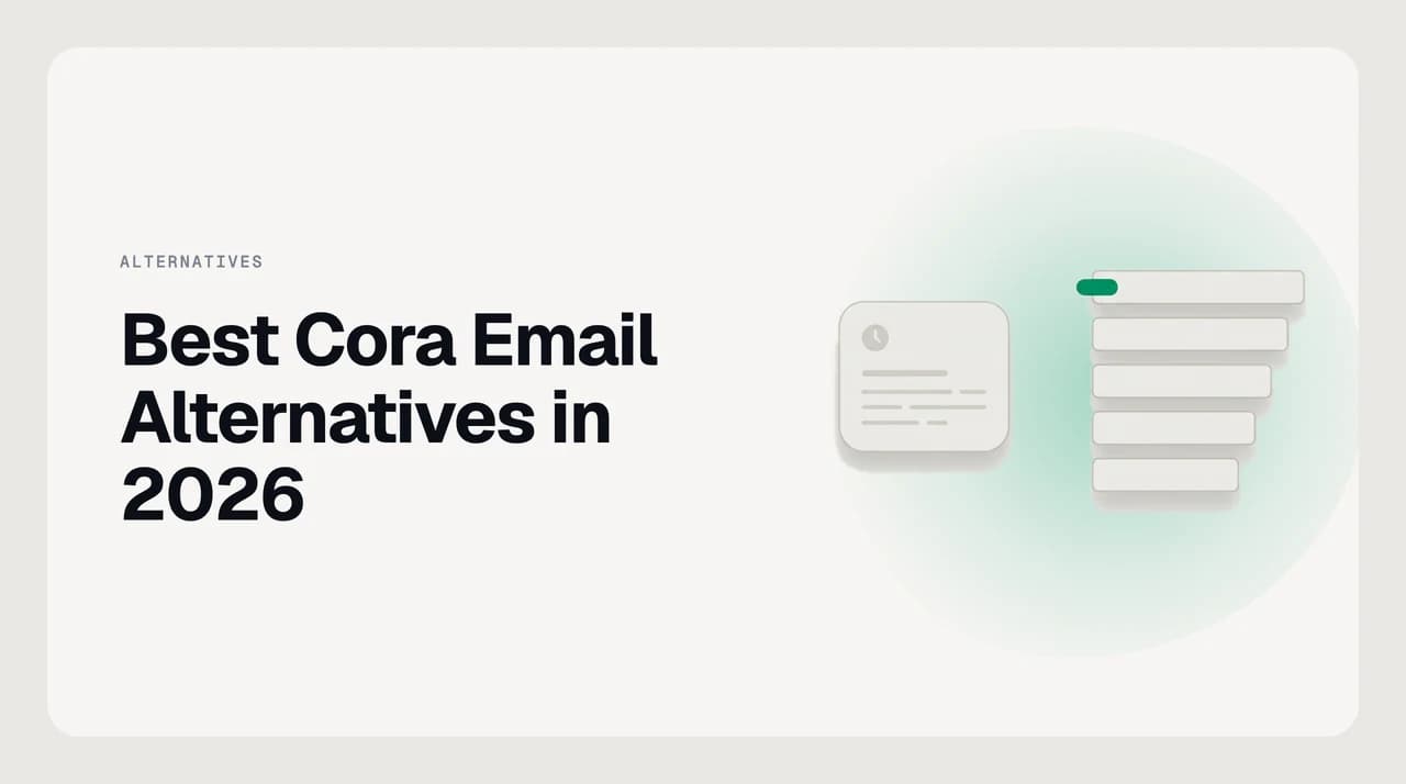 Ranked shortlist illustration comparing Cora email alternatives by digest model versus always-on inbox triage