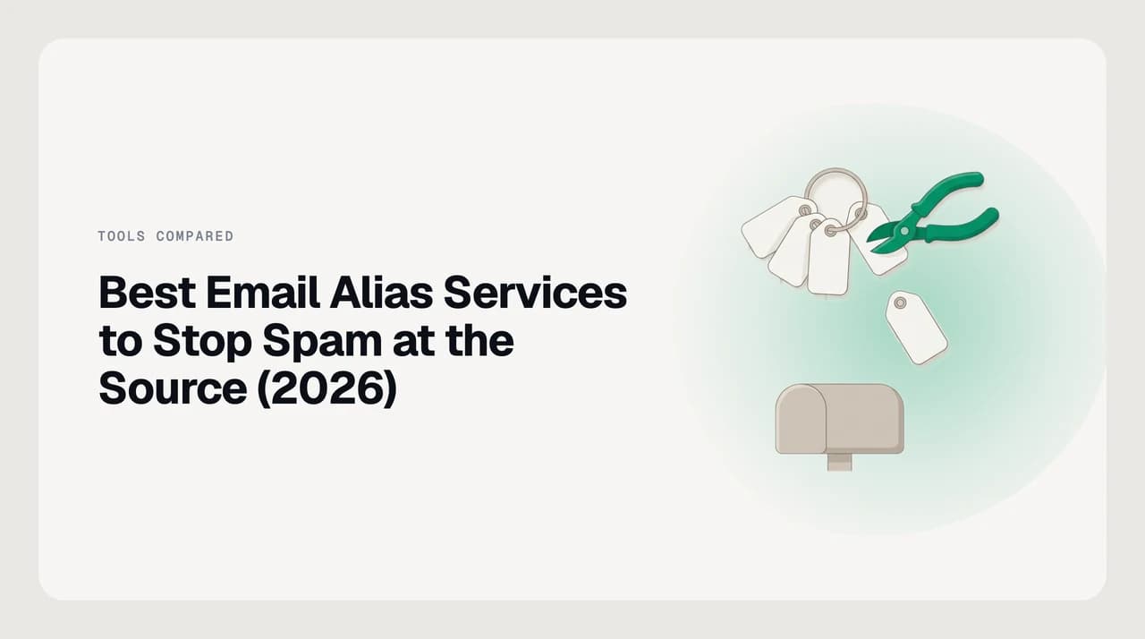 Comparison of the best email alias services to stop spam — SimpleLogin, addy.io, Firefox Relay, DuckDuckGo Email Protection, Proton Pass, Apple Hide My Email and Fastmail masked email — scored on forwarding, reply-from-alias and custom domains.