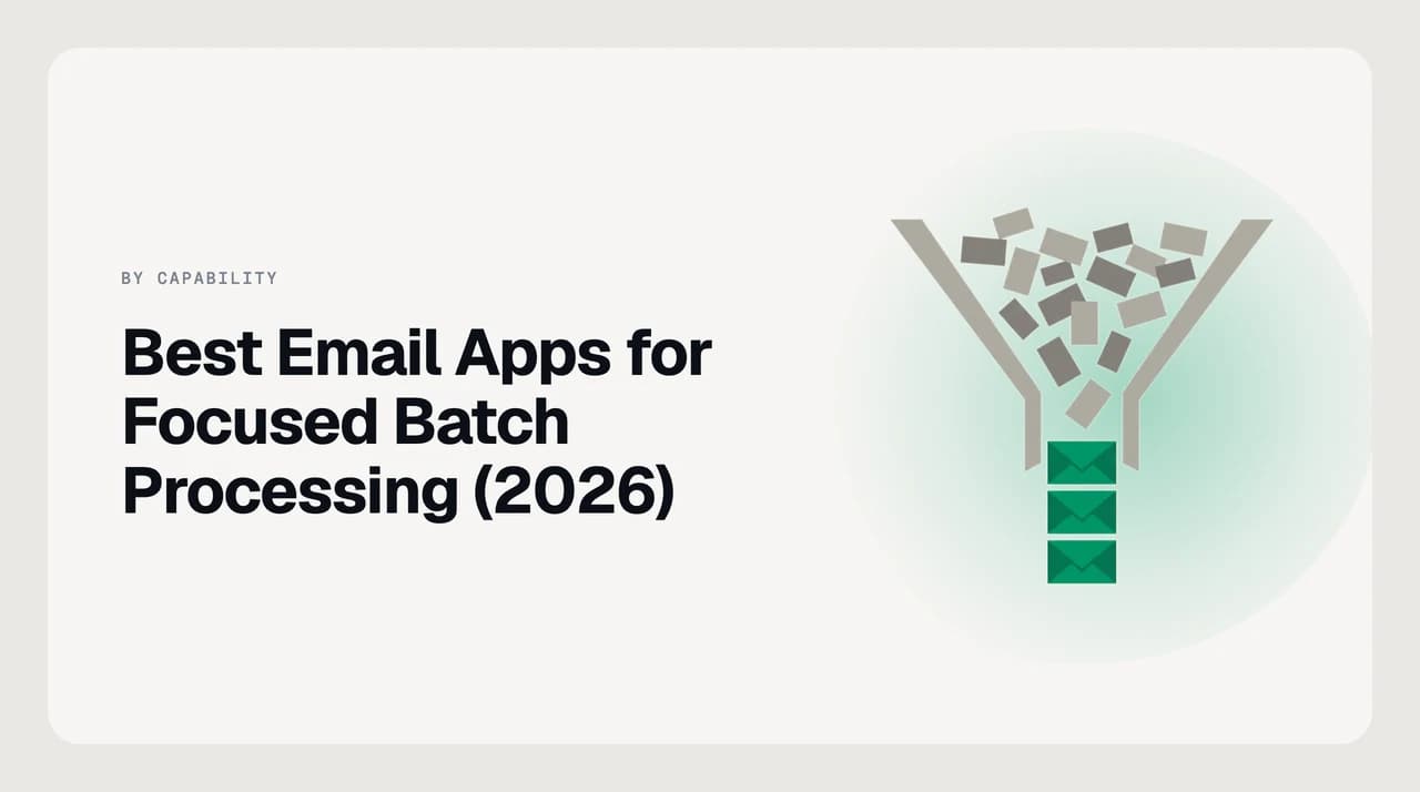 Illustration of the best email apps for focused batch processing, showing an inbox narrowed into a short list before a timed session begins