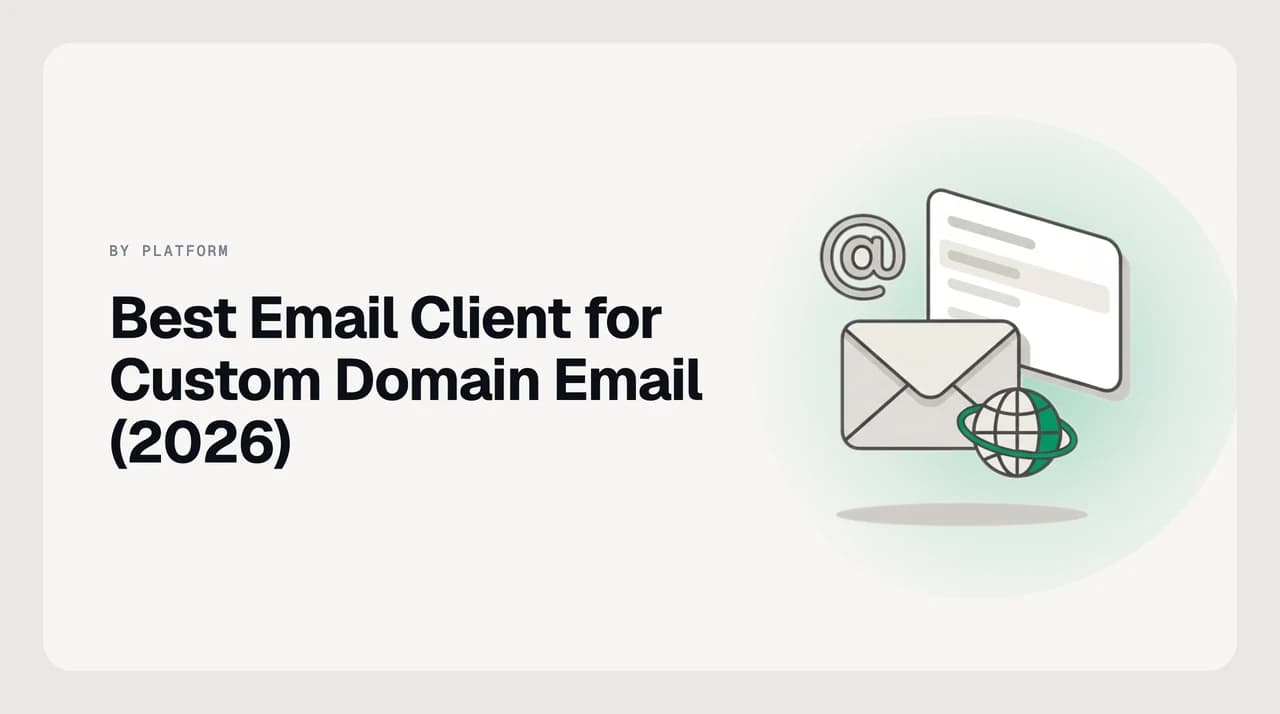 Ranked comparison of the best email clients for custom domain email, showing multiple business domains connected into one inbox