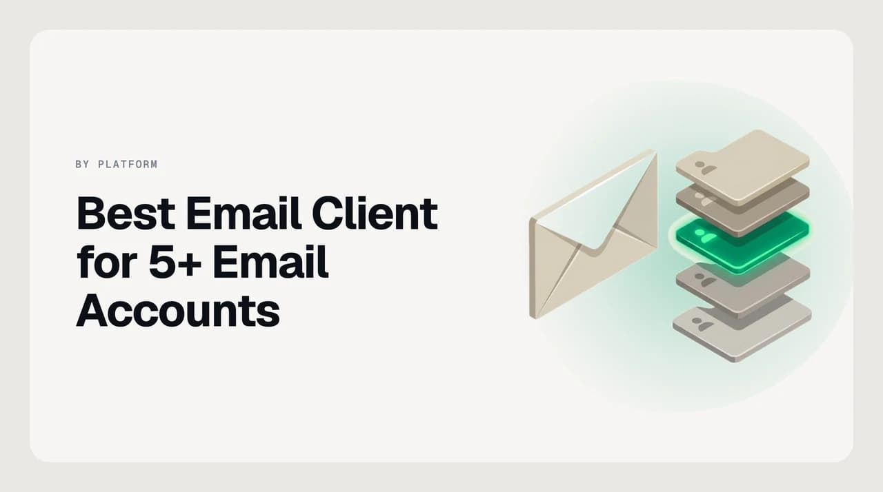 Best email client for 5 or more email accounts — ranked shortlist of desktop and cross-platform clients for people running Gmail, Outlook, iCloud and IMAP mailboxes side by side.