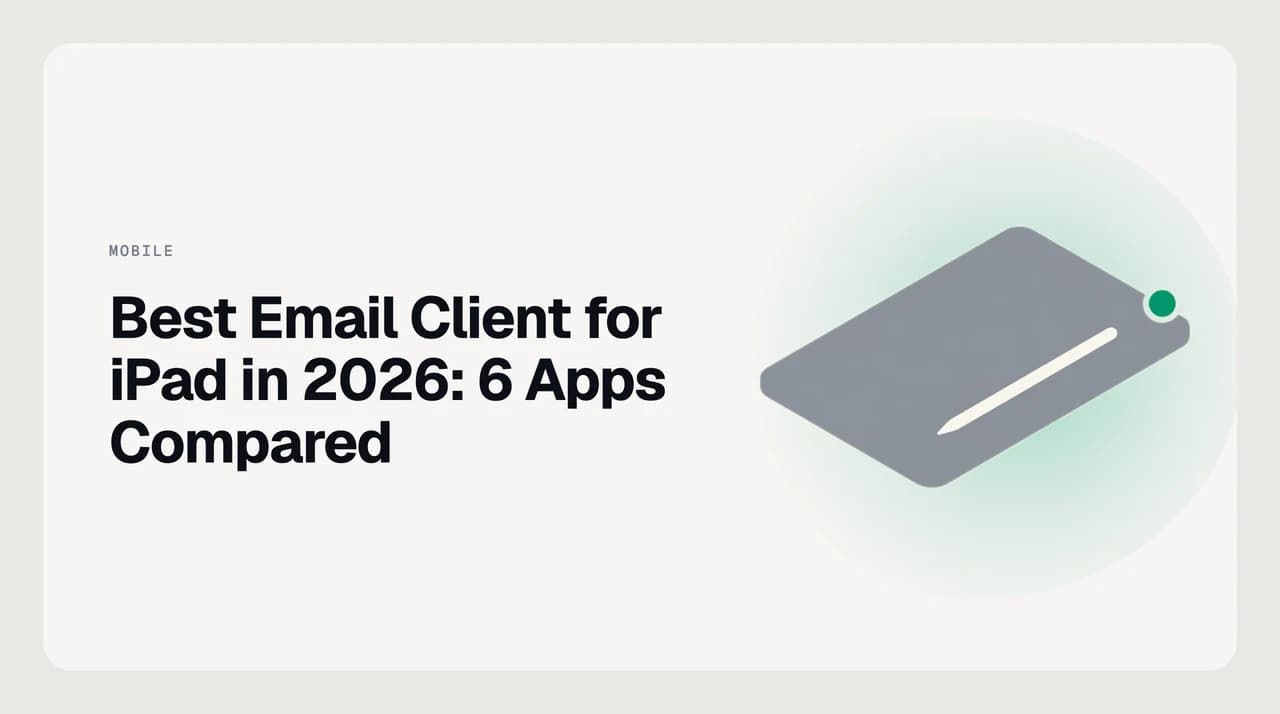 iPad Pro in landscape with a Magic Keyboard showing the best email client for iPad in 2026 in Split View next to Calendar