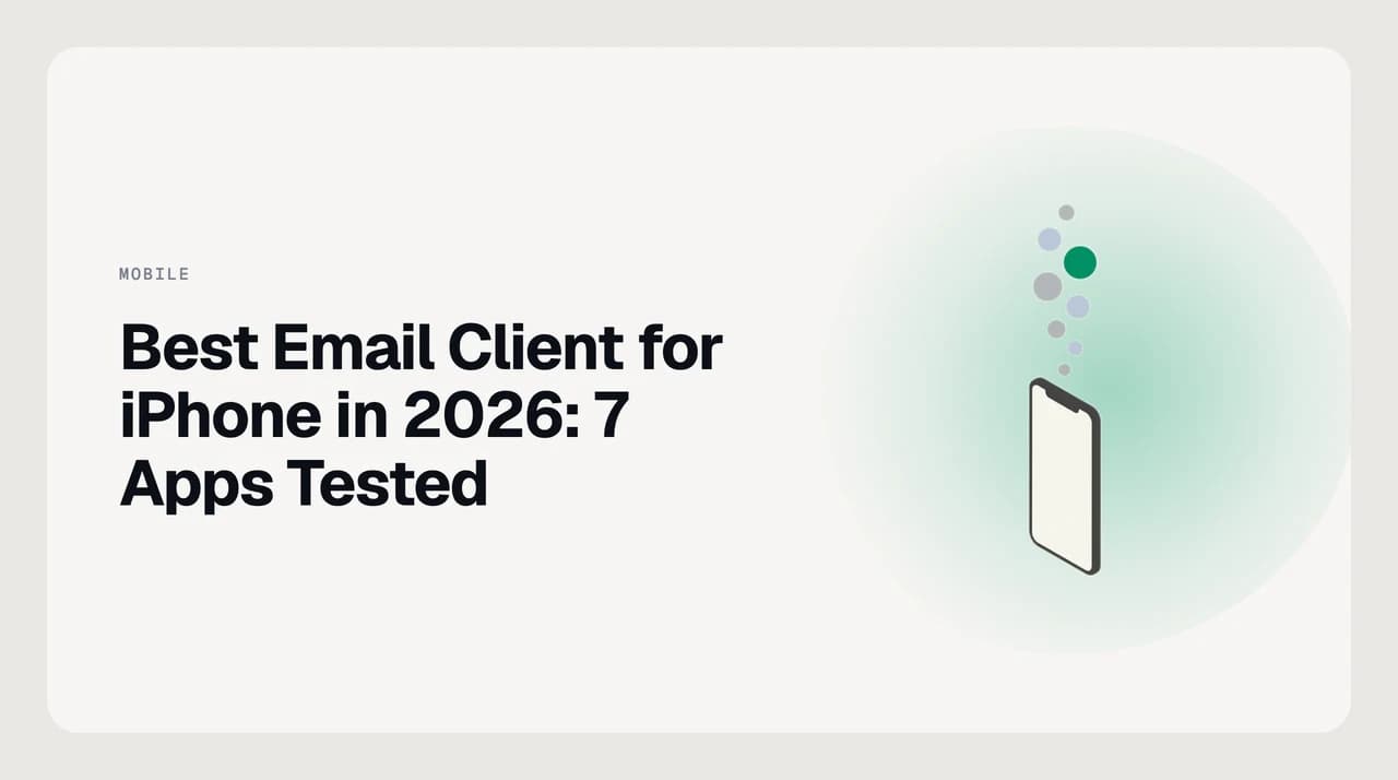 Best email client for iPhone in 2026 — an iPhone lock screen showing an AI-triaged email notification next to a Home Screen inbox widget across Gmail, Outlook and iCloud accounts