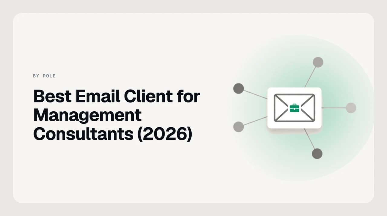 Illustration of an inbox split into separate labeled tracks for different client engagements, representing the best email client for management consultants