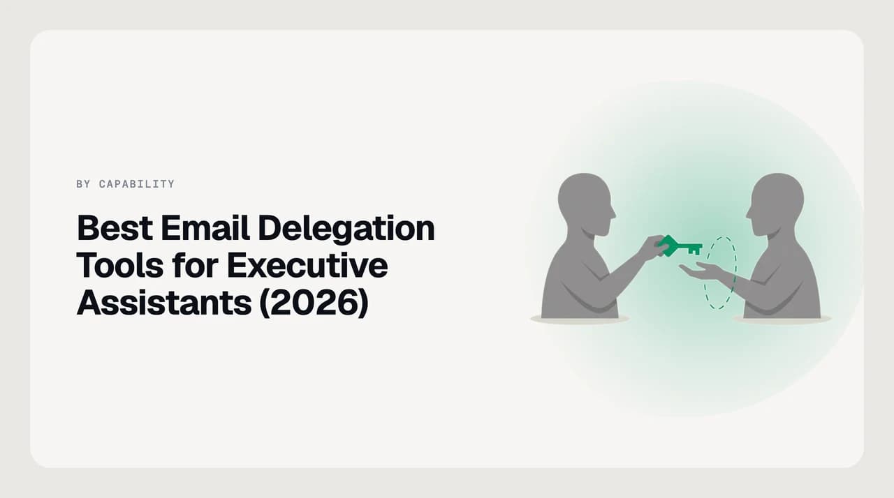 Executive and assistant delegation permissions across Gmail, Outlook, and shared-inbox tools, with an audit trail linking each sent message to a person or agent.