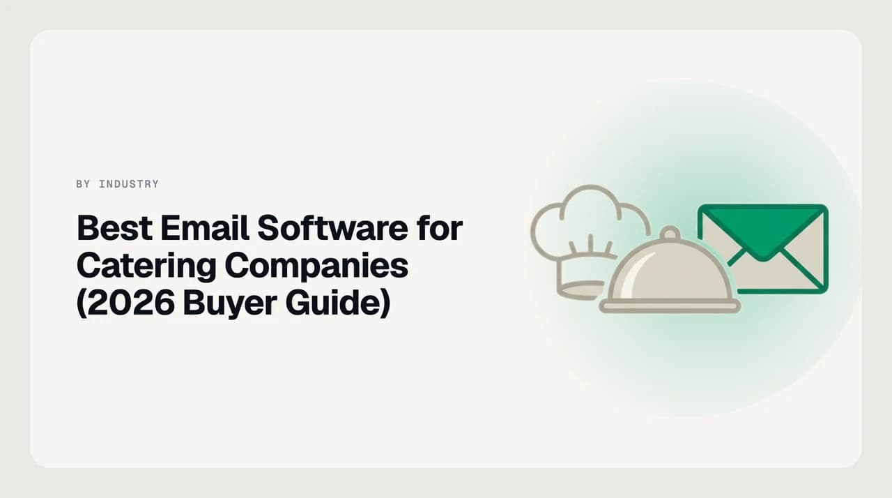 Best email software for catering companies in 2026 — a catering sales inbox showing an event inquiry, a menu revision, a dietary-restriction update and a final-guest-count confirmation sorted into separate lanes