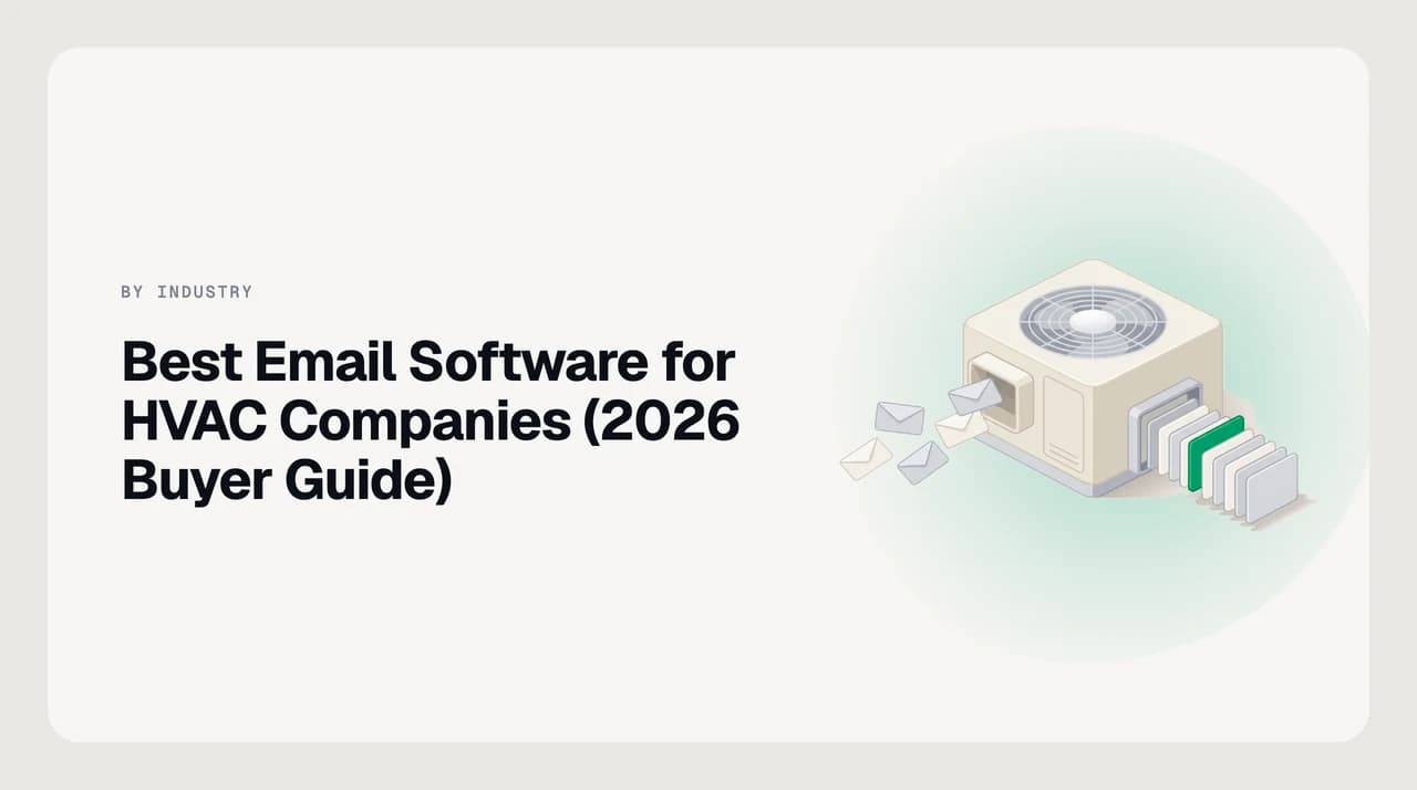 Best email software for HVAC companies in 2026 — an HVAC office inbox sorting quote requests, distributor orders, manufacturer warranty mail and permit paperwork into separate lanes