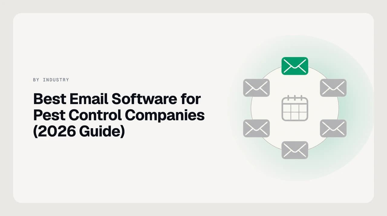 Best email software for pest control companies in 2026 — a pest control office inbox sorting recurring service renewals, commercial account inspection reports, WDIR termite report requests from realtors and distributor mail into separate lanes