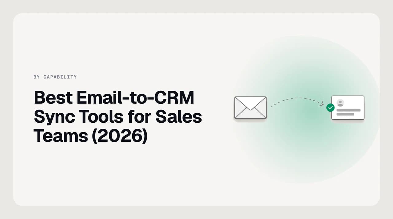 Comparison chart illustrating the best email to CRM sync tools — AI Emaily, HubSpot, Salesforce, Pipedrive and Close — ranked by sync mechanism and personal-mail control.