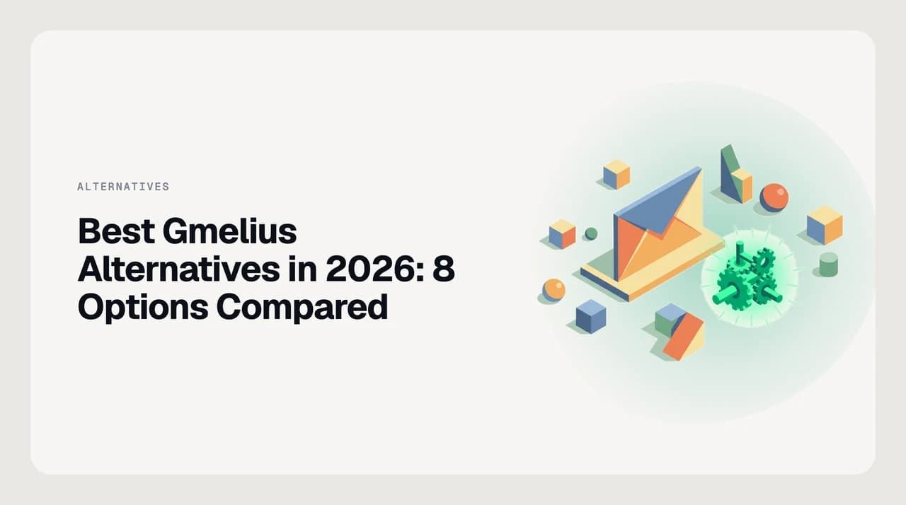 Best Gmelius alternatives in 2026 — eight Gmail shared-inbox and AI email tools shown as a ranked stack, contrasted with a Chrome extension icon
