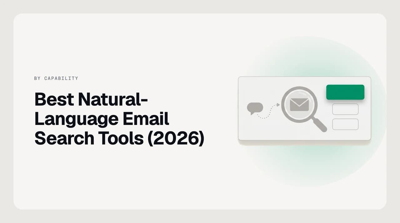 Ranked comparison of the best natural-language email search tools, shown by where each one indexes your mail