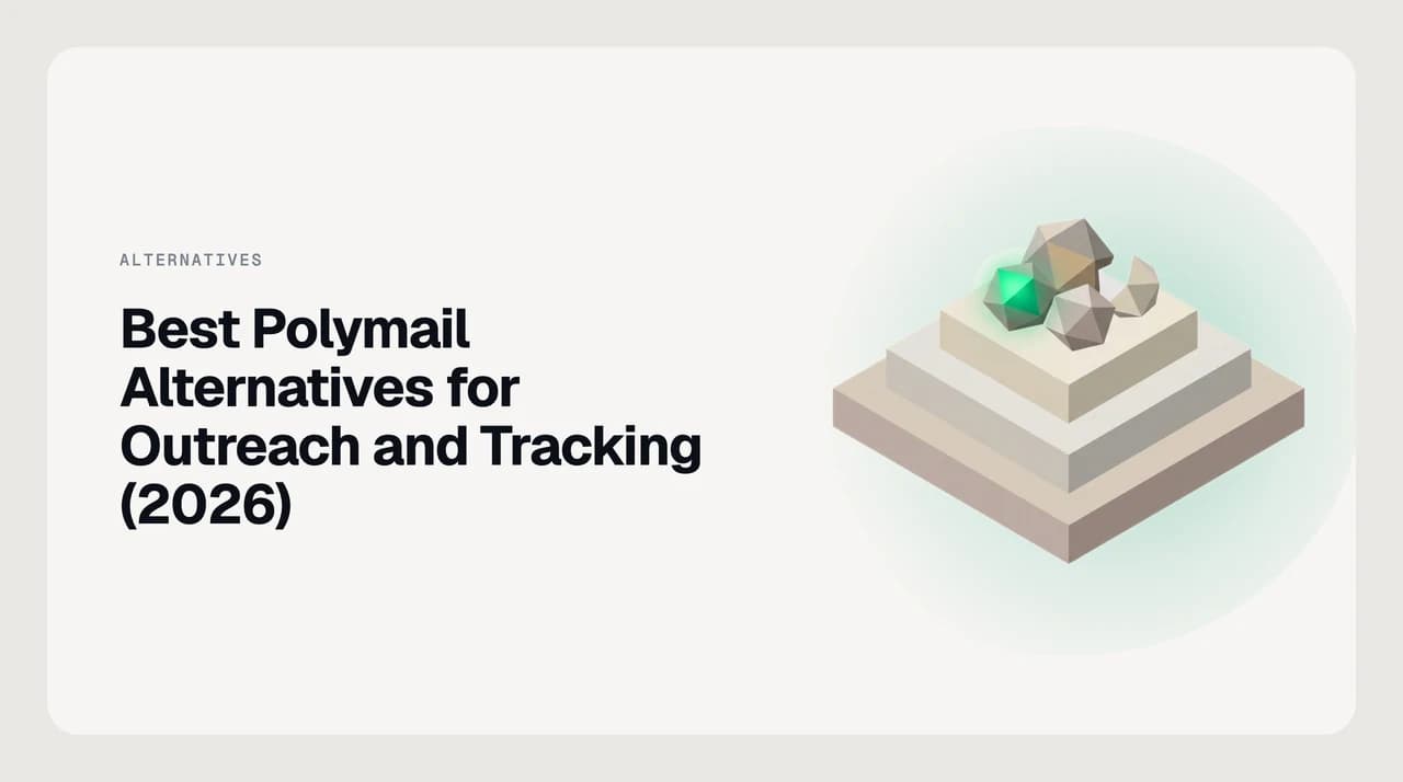 Best Polymail alternatives for outreach and tracking in 2026 — eight email and sales-engagement tools shown as ranked option cards, with the top card outlined in green