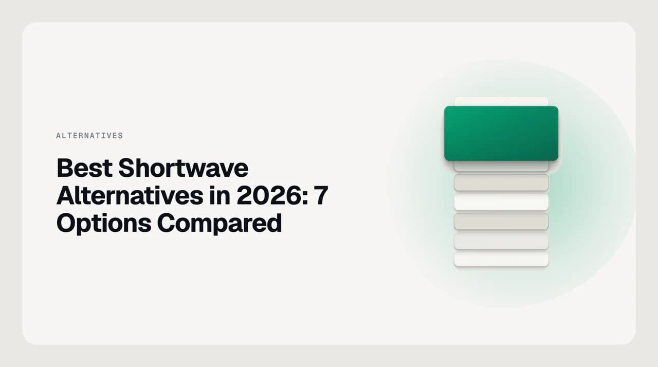 Best Shortwave alternatives in 2026 — seven AI email clients and overlays as ranked option cards, with the top card outlined in green