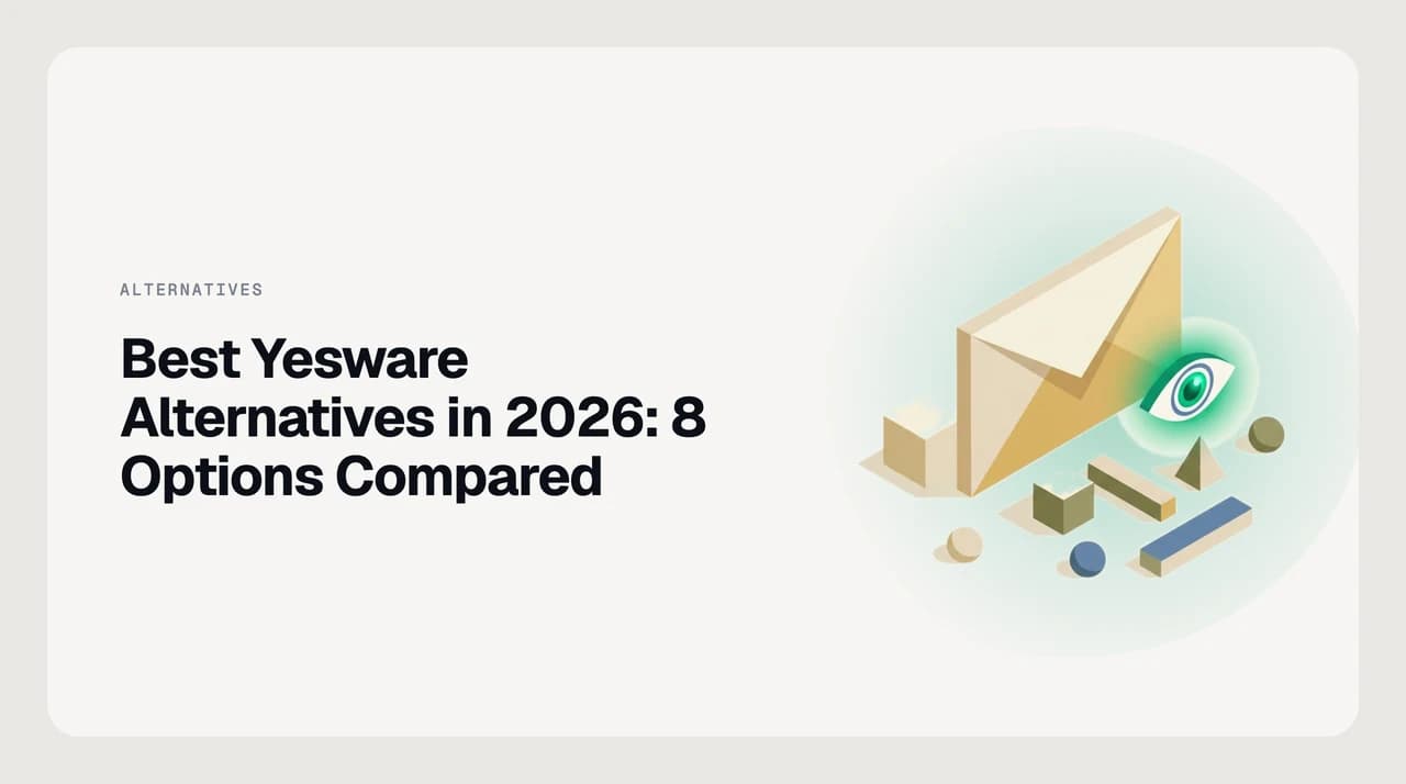 Best Yesware alternatives in 2026 — eight sales email tools shown as a ranked shortlist of comparison cards for Gmail and Outlook tracking, templates and CRM logging