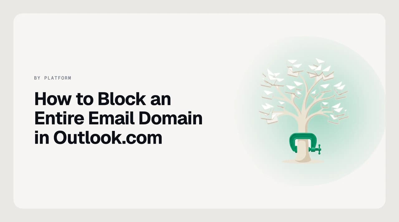 Outlook.com junk email settings page showing the blocked senders and domains list with a domain entry being added