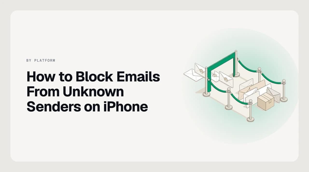 iPhone showing Mail app settings for Blocked Sender Options and an iCloud.com Rules screen, illustrating the layered approach to blocking emails from unknown senders on iPhone