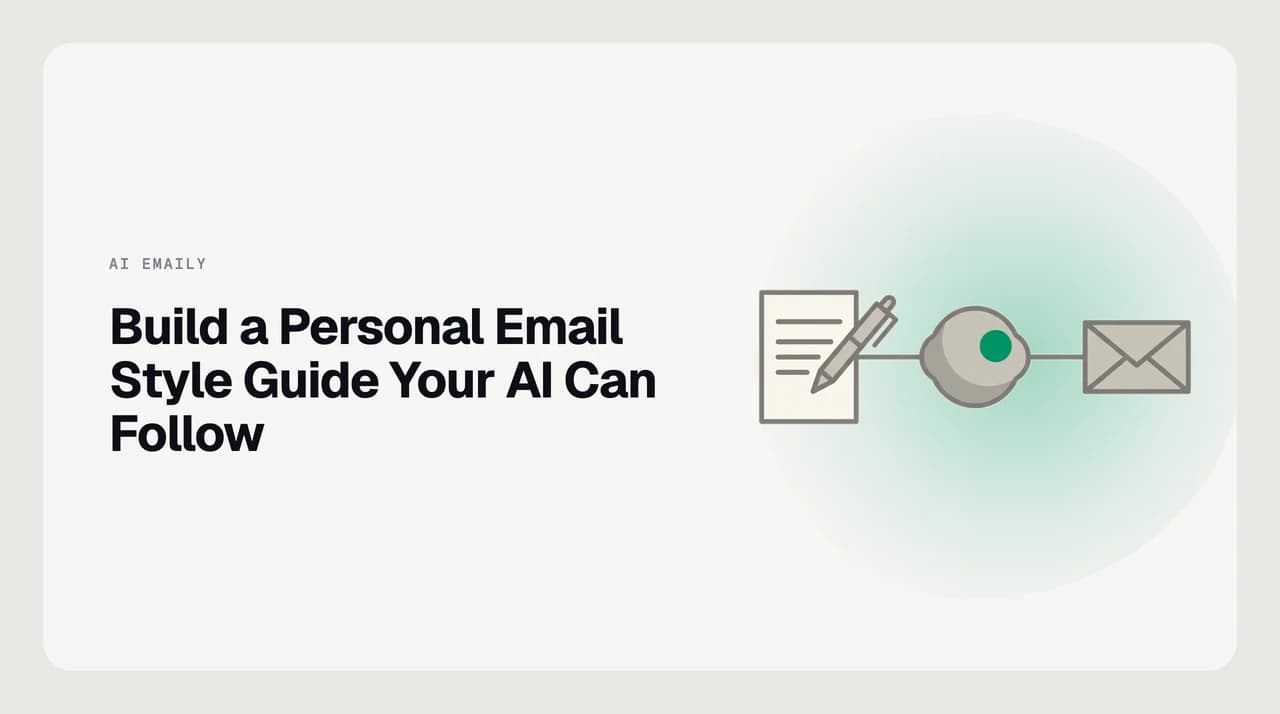 Personal email style guide document showing AI writing rules for greetings, register, sentence length, and banned phrases