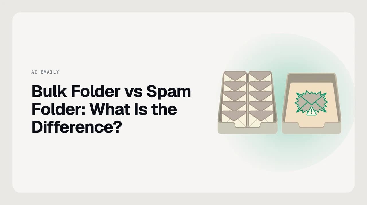 Diagram illustrating the bulk folder vs spam folder difference, with mass newsletters filed to bulk and phishing filed to spam