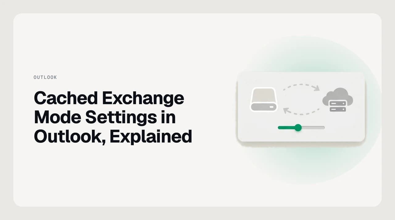 Illustration of the Cached Exchange Mode Mail to Keep Offline slider controlling how many months of Outlook mail sync to a local OST file