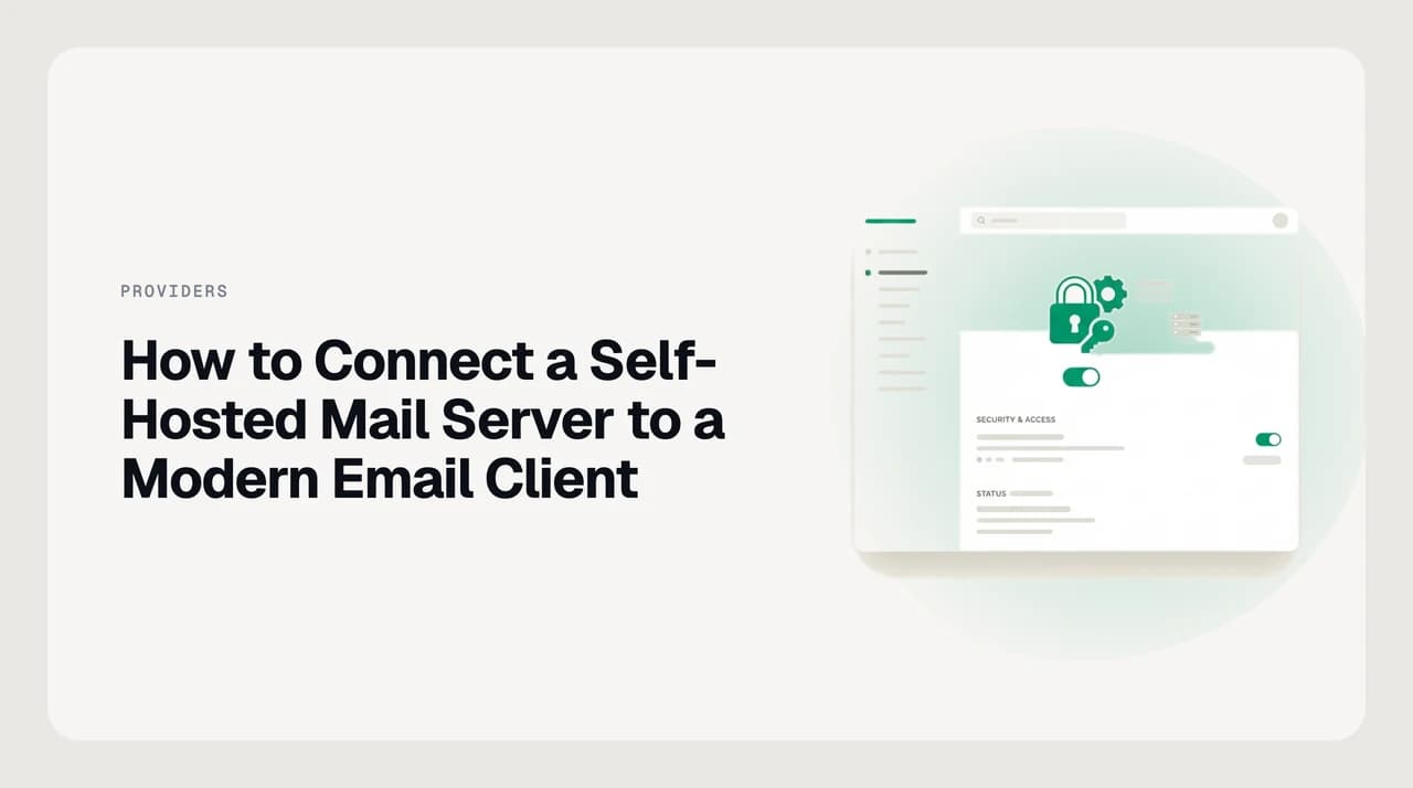 Diagram showing a desktop and mobile email client connecting to a self-hosted mail server over IMAP with a TLS certificate check in between