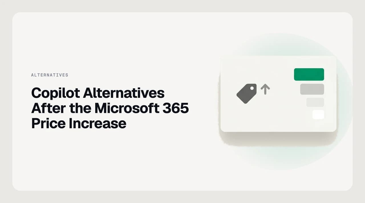A renewal decision fork showing three paths after the Microsoft 365 price increase: keep the bundle, downgrade the suite, or add a focused AI email tool