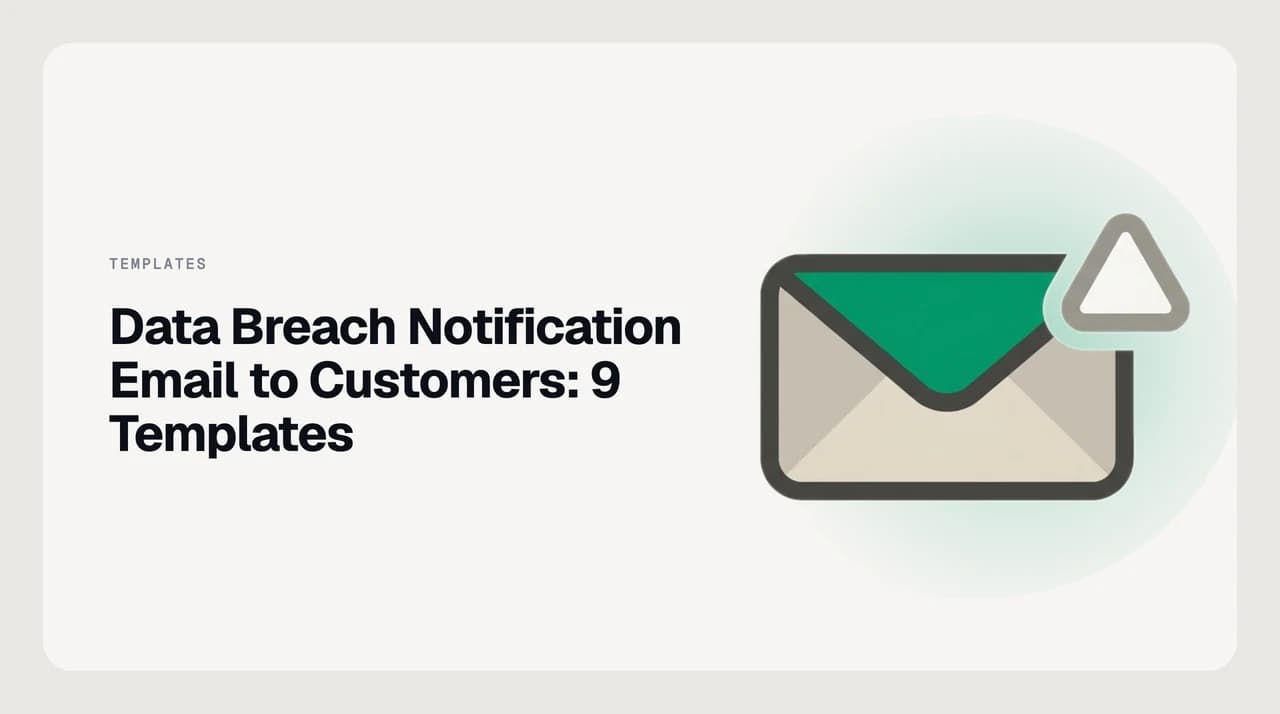 AI Emaily blog cover for a data breach notification email to customers, showing a notice that states what happened and what to do next