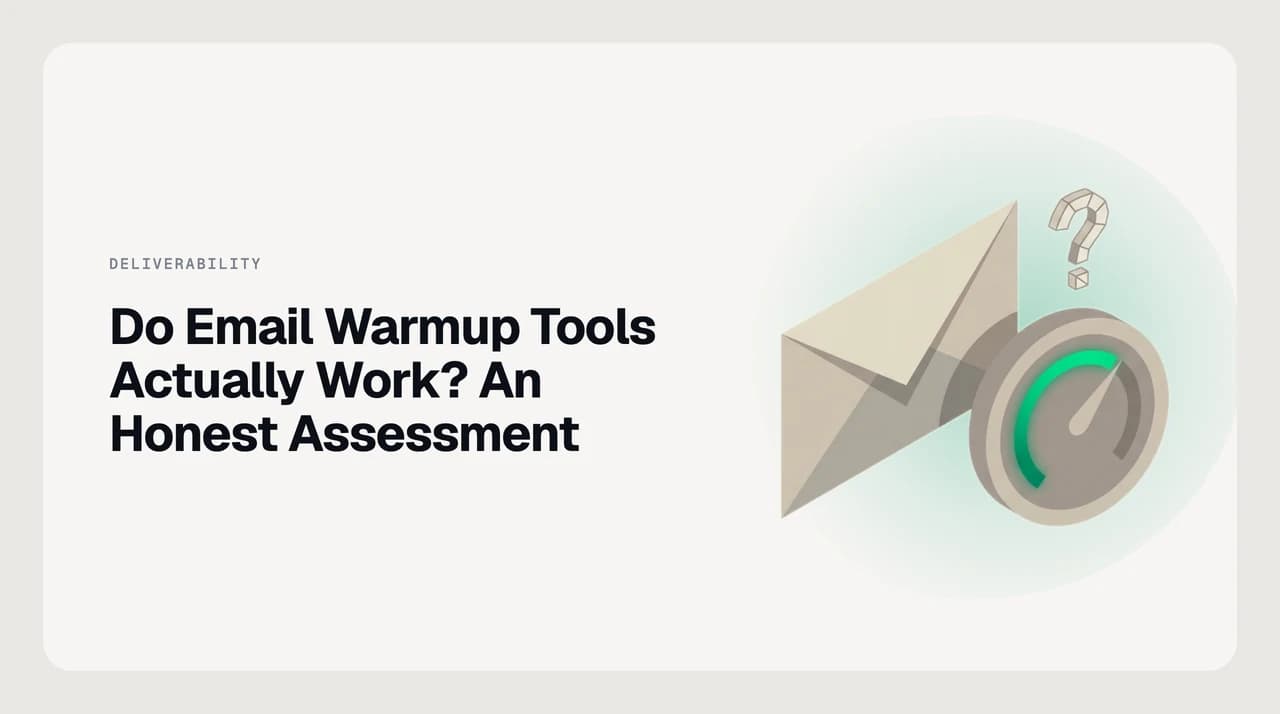 Illustration for do email warmup tools actually work: a closed loop of mailboxes auto-sending to each other beside a single inbox of real recipients.