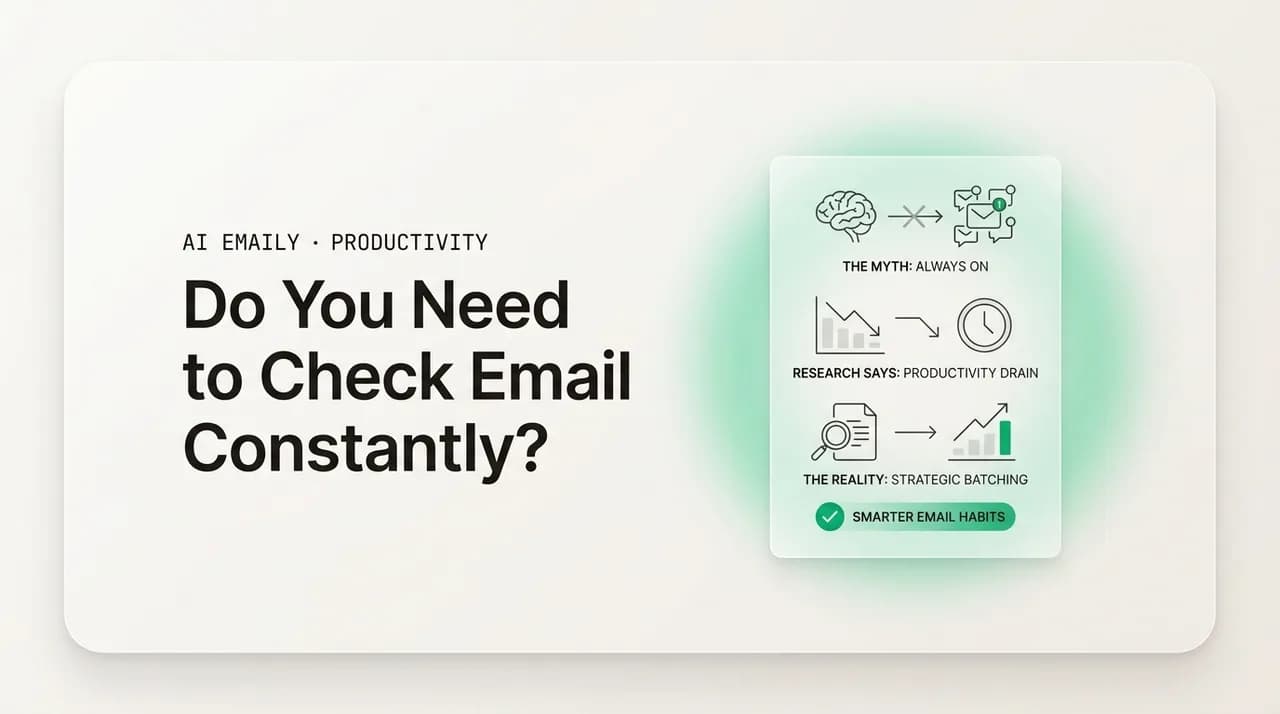 AI Emaily blog cover for do you need to check email constantly, showing constant checking questioned by research