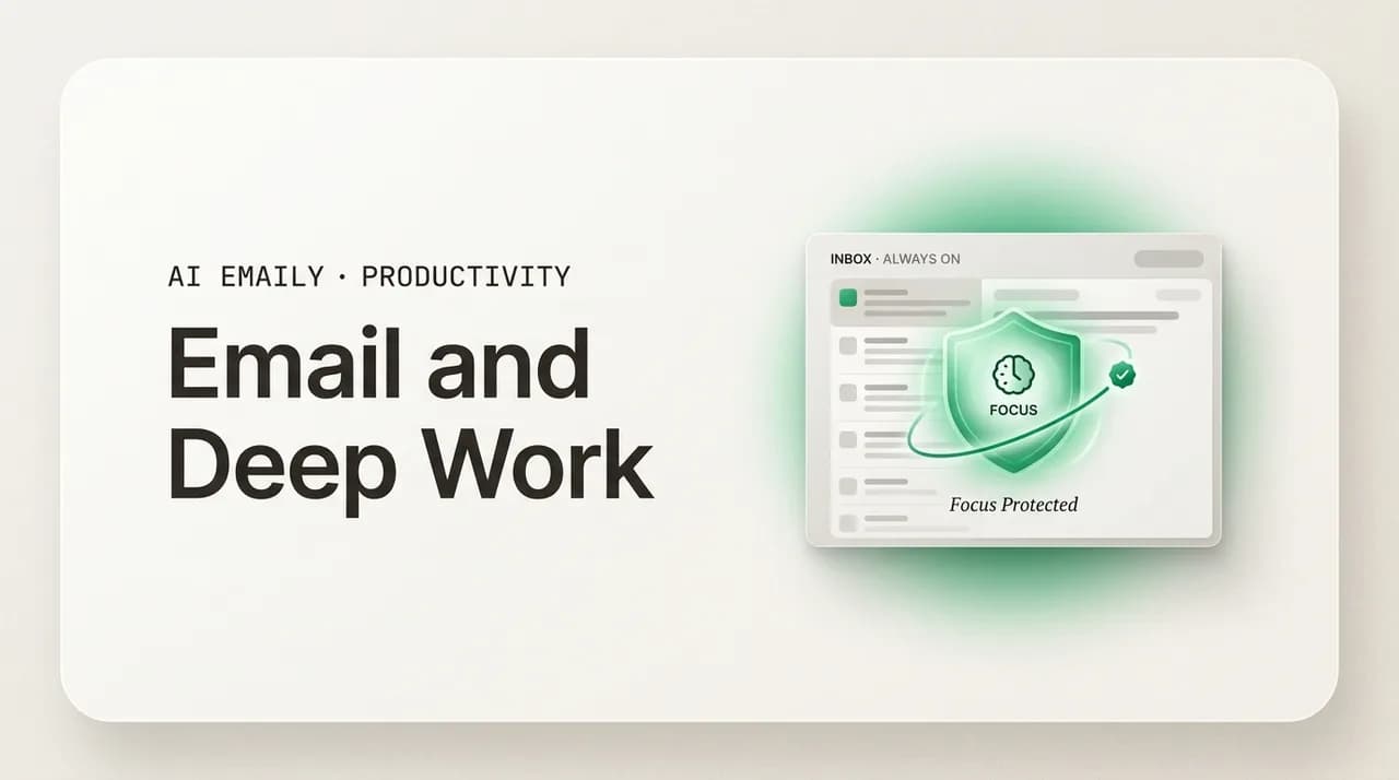 AI Emaily blog cover for email and deep work, showing focus protected inside an always-on inbox