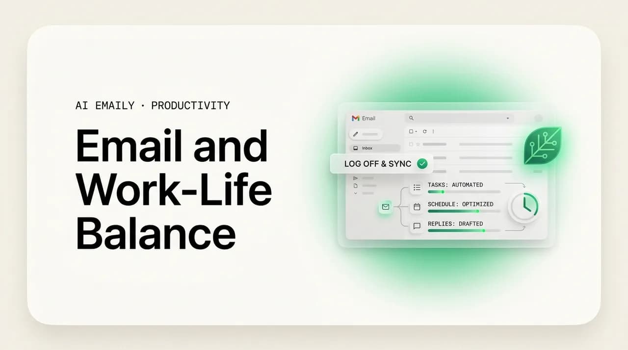 AI Emaily blog cover for email and work-life balance, showing logging off from email without falling behind