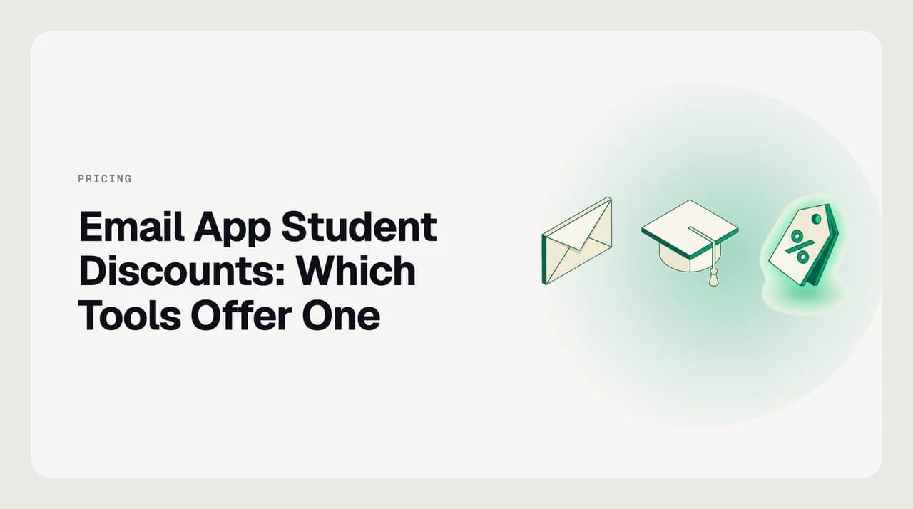 Illustration of a student comparing email app student discount paths: a school-issued mailbox, a verified student offer, and a bundled student pack