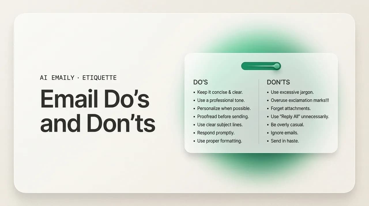 AI Emaily blog cover for email dos and donts, showing good email habits versus bad ones