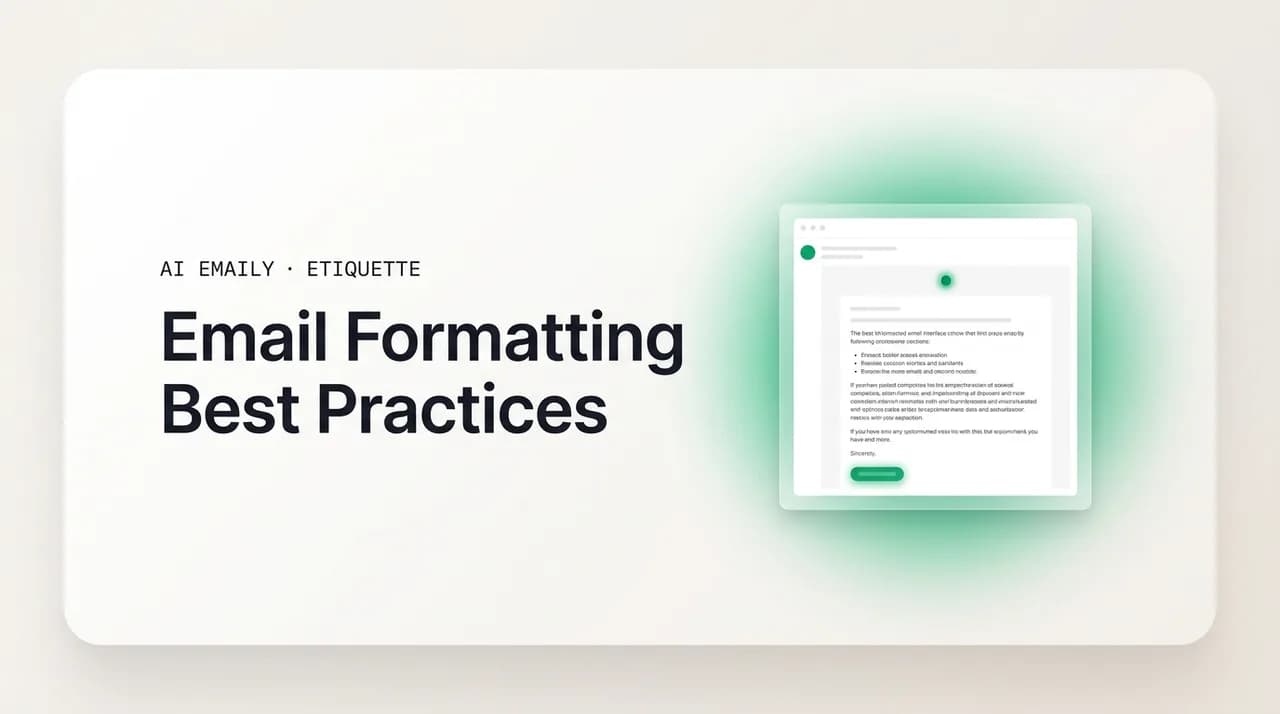 AI Emaily blog cover for email formatting best practices, showing a clean well-formatted email