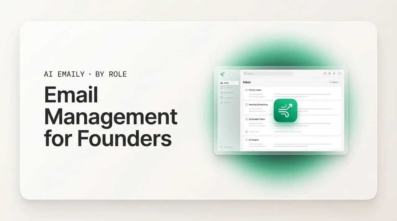 AI Emaily blog cover for email management for founders, showing a founder inbox run by an AI system