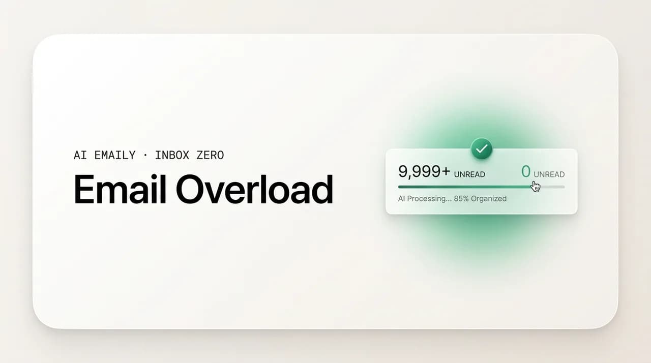 AI Emaily blog cover for email overload, showing an overflowing inbox brought under control