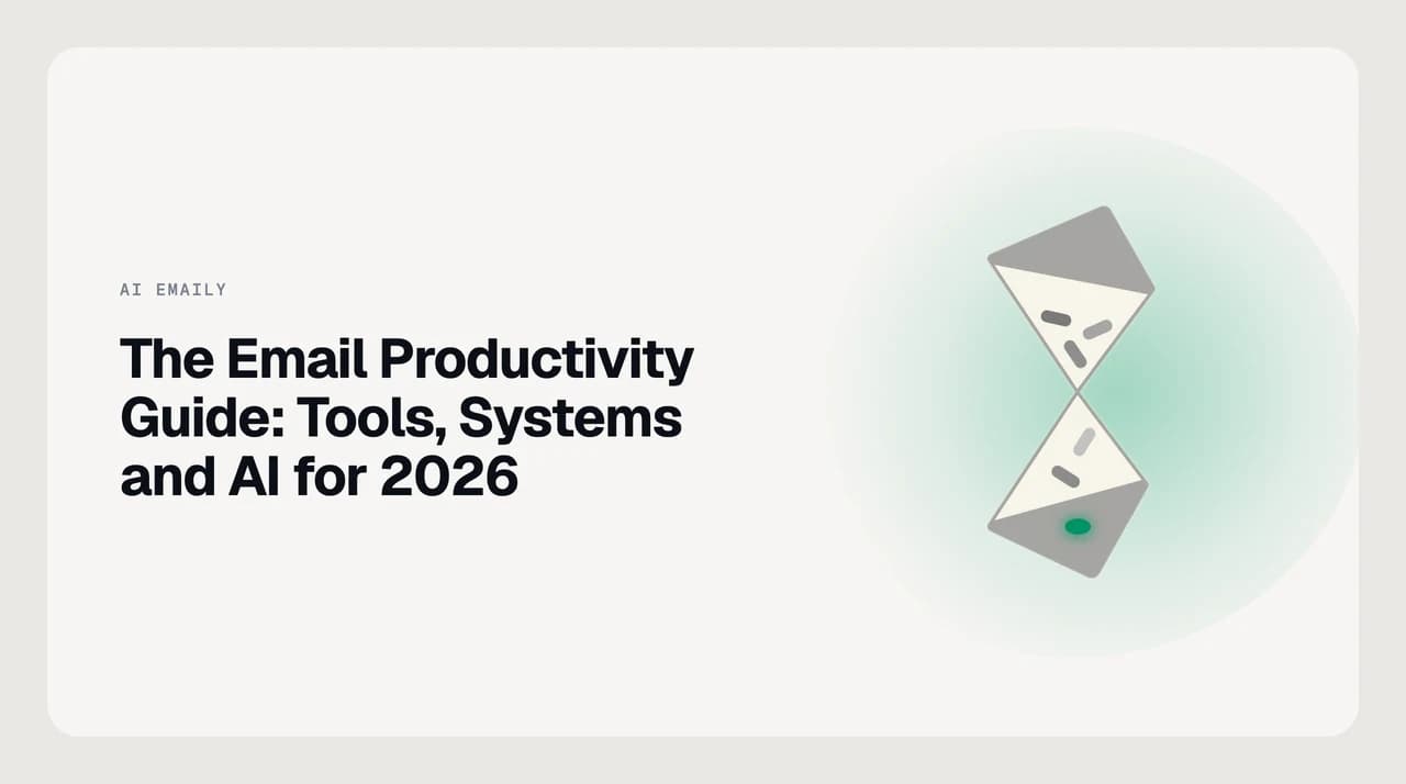 Email productivity guide for professionals in 2026, showing the layered stack of AI email client, triage system, filter service, and text expander