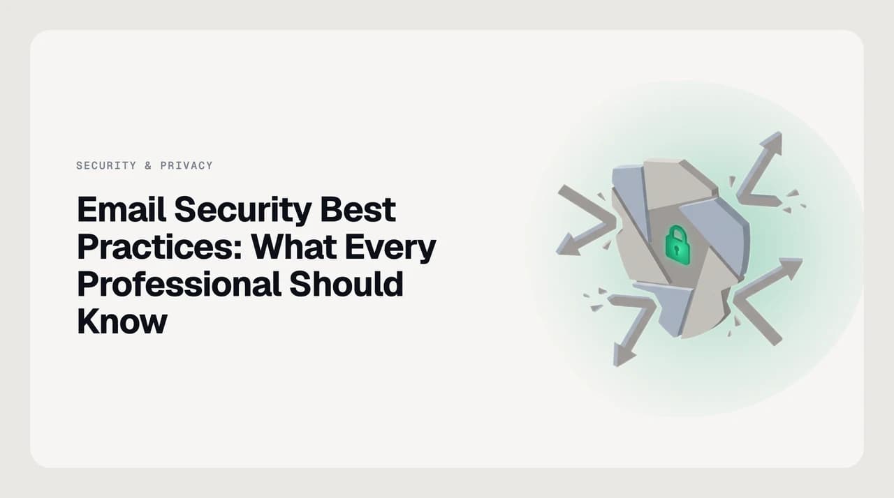 Illustrated checklist of the most important email security best practices for professionals in 2026, covering phishing-resistant 2FA, DMARC, OAuth scopes, prompt injection defence and account recovery