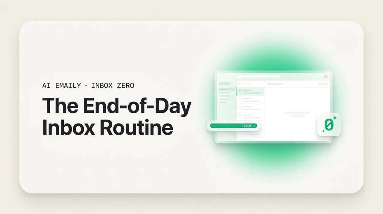 AI Emaily blog cover for the end of day inbox routine, showing an inbox cleared at day's end