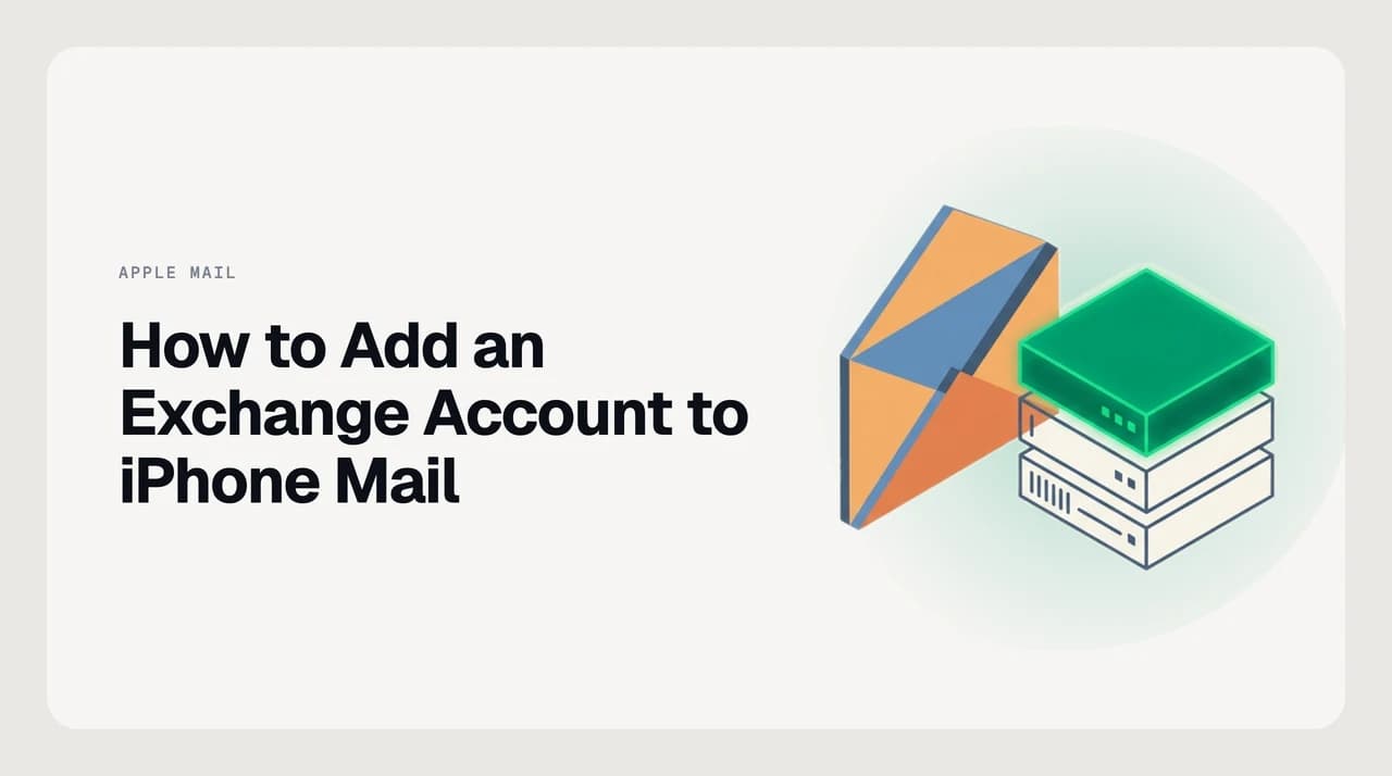 iPhone showing the Mail Accounts screen with Microsoft Exchange selected, illustrating how to add an Exchange account to iPhone Mail