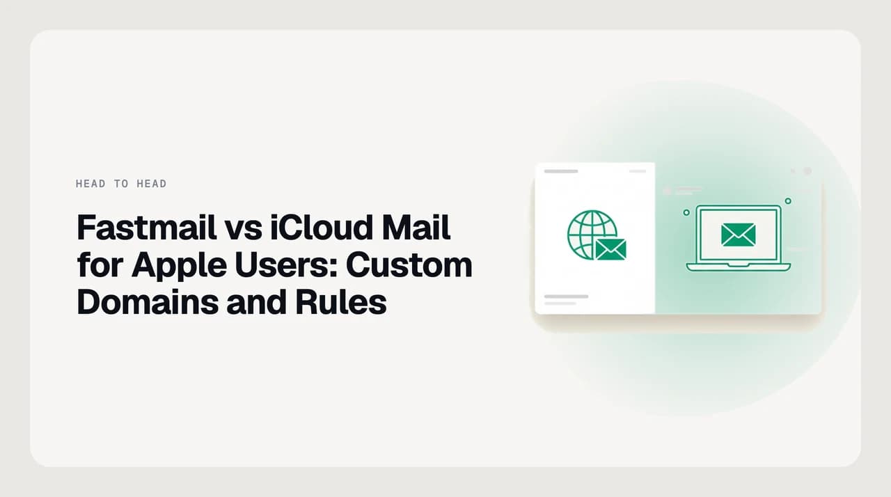 Fastmail vs iCloud Mail for Apple users — a split comparison of custom domain handling, aliases and server-side mail rules on Apple devices