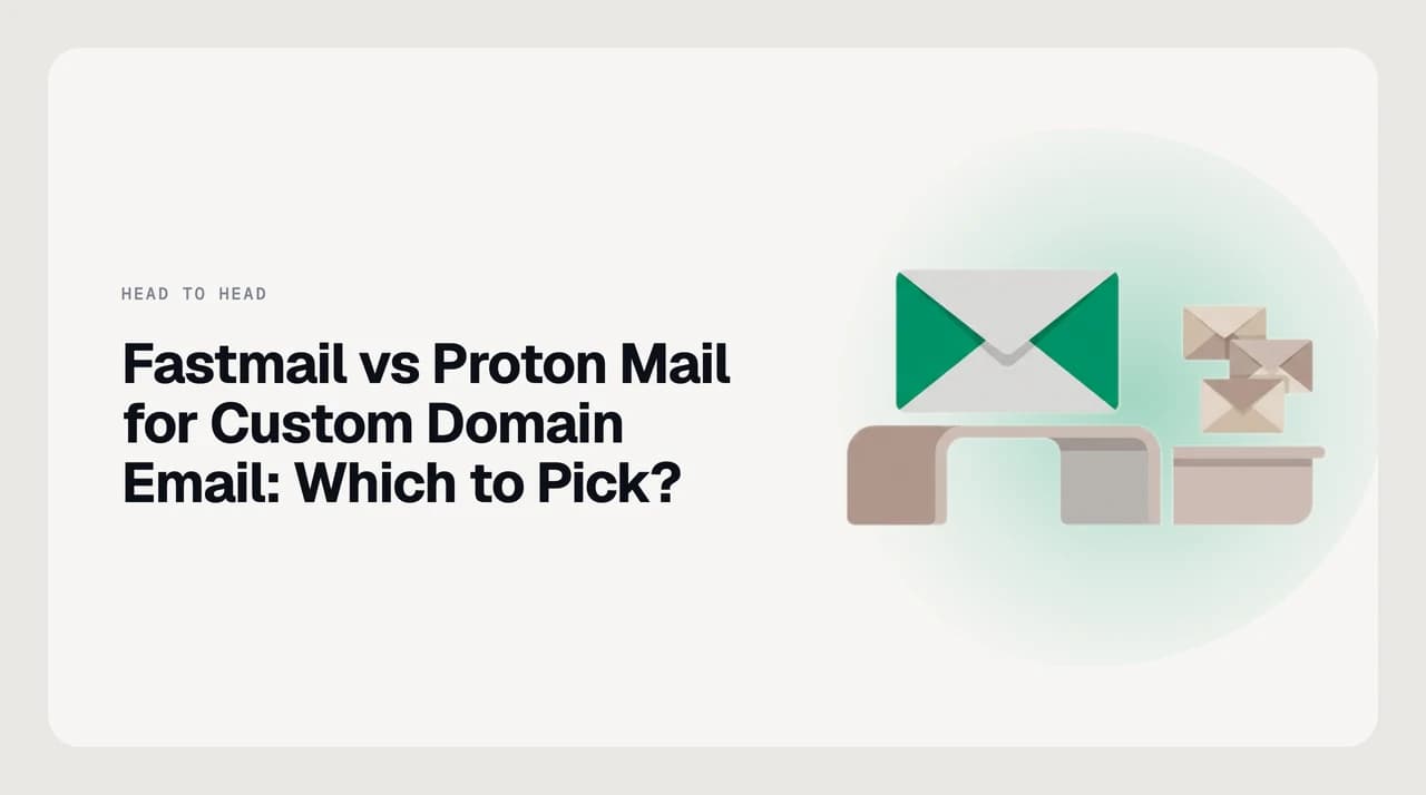 Fastmail vs Proton Mail for custom domain email — side-by-side comparison of DNS setup, aliases, IMAP access, search, and the encryption trade-off